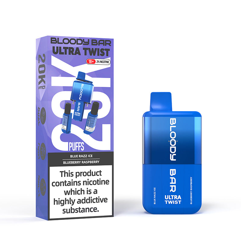 Bloody Bar Ultra Twist 20k Disposable Device - Blue Razz Ice & Blueberry Raspberry/20mg (14844425503101)