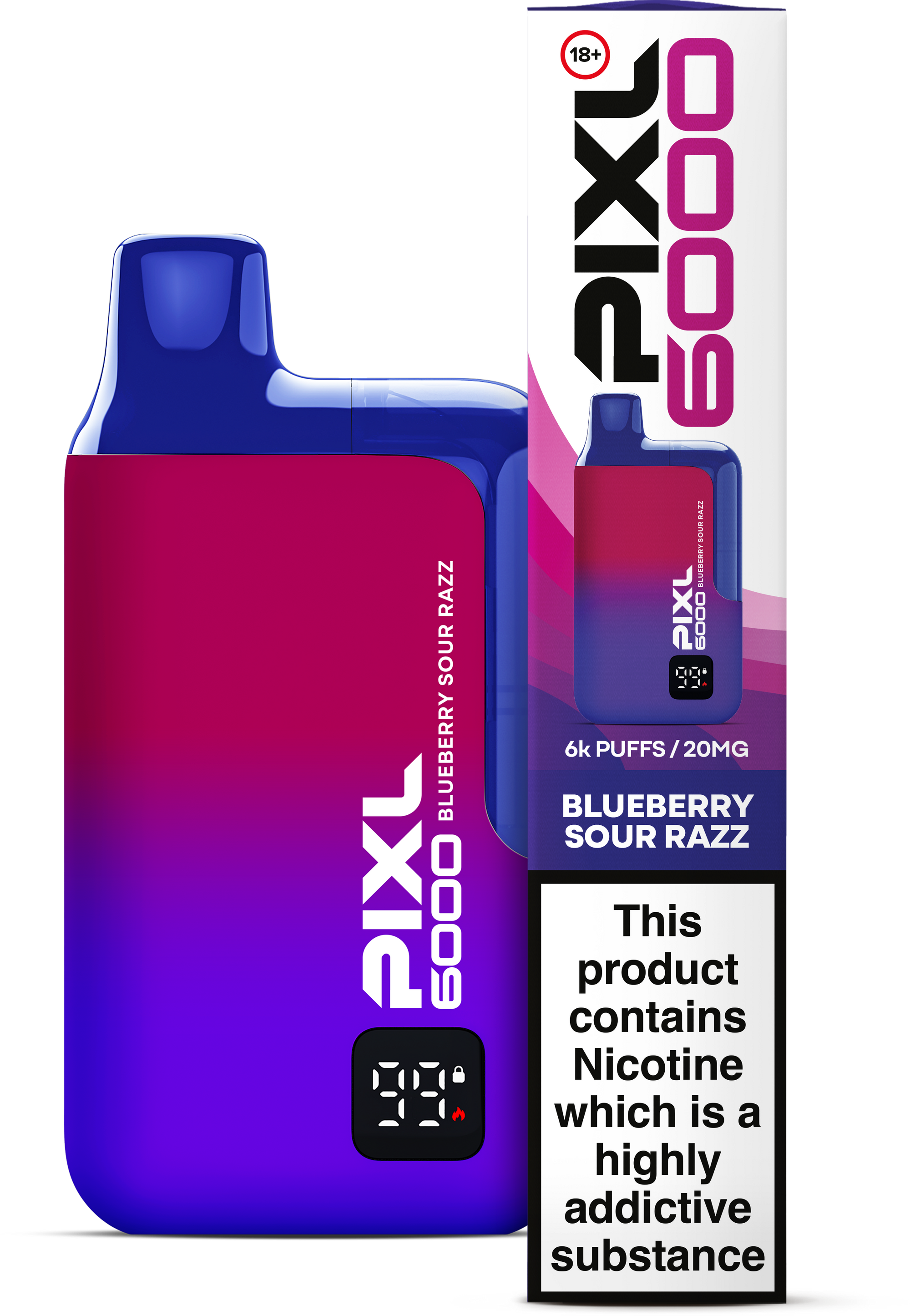 PIXL 6000 Big Puff Disposable Vape -Blueberry Sour Razz / 20mg (8694175531243)